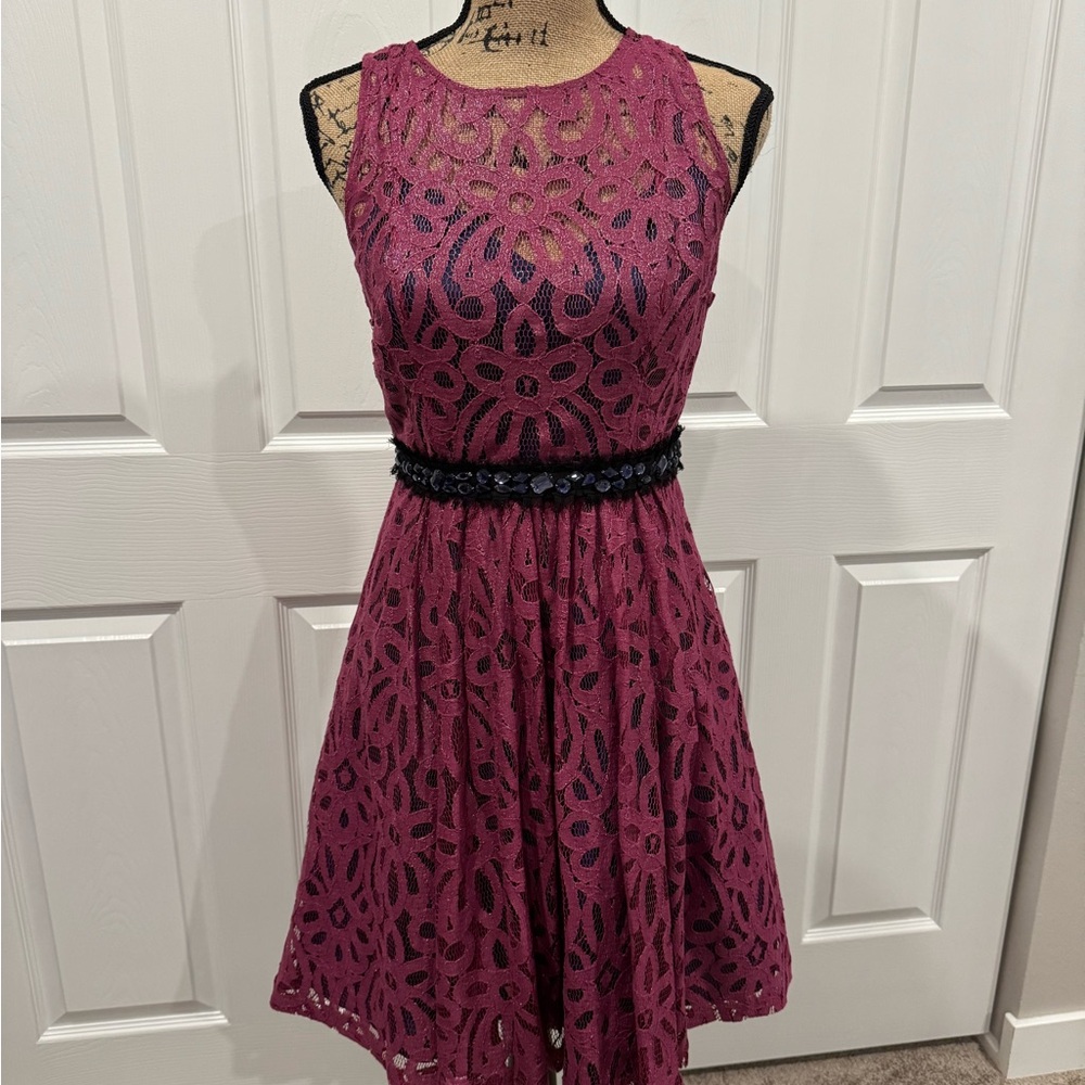 Anthropologie mariposa pink and blue shimmery Cocktail Dress